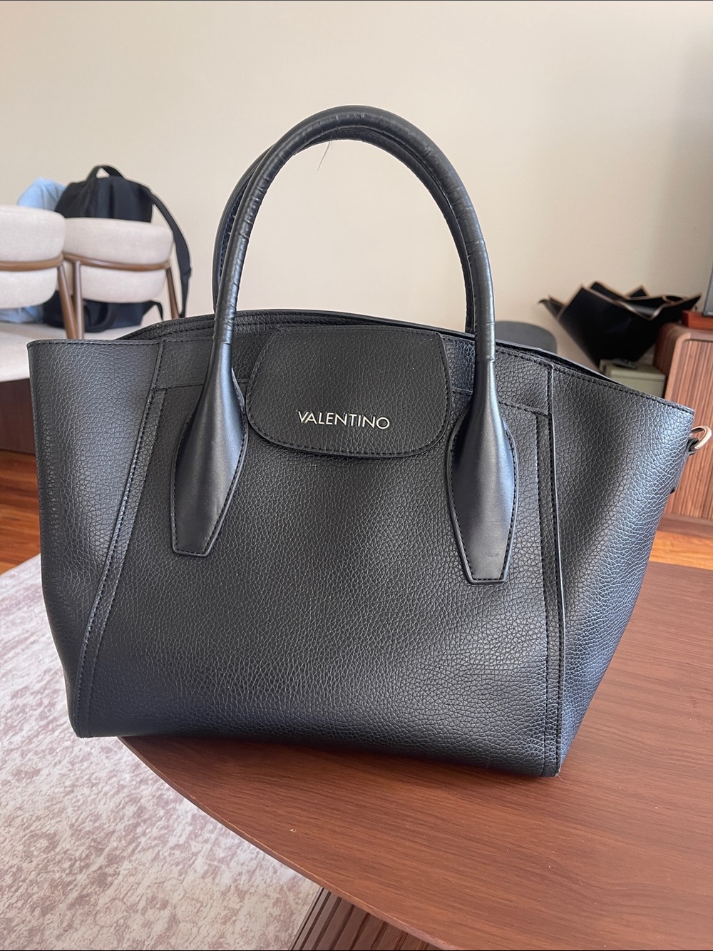 Valentino Black Pebble Leather Tote